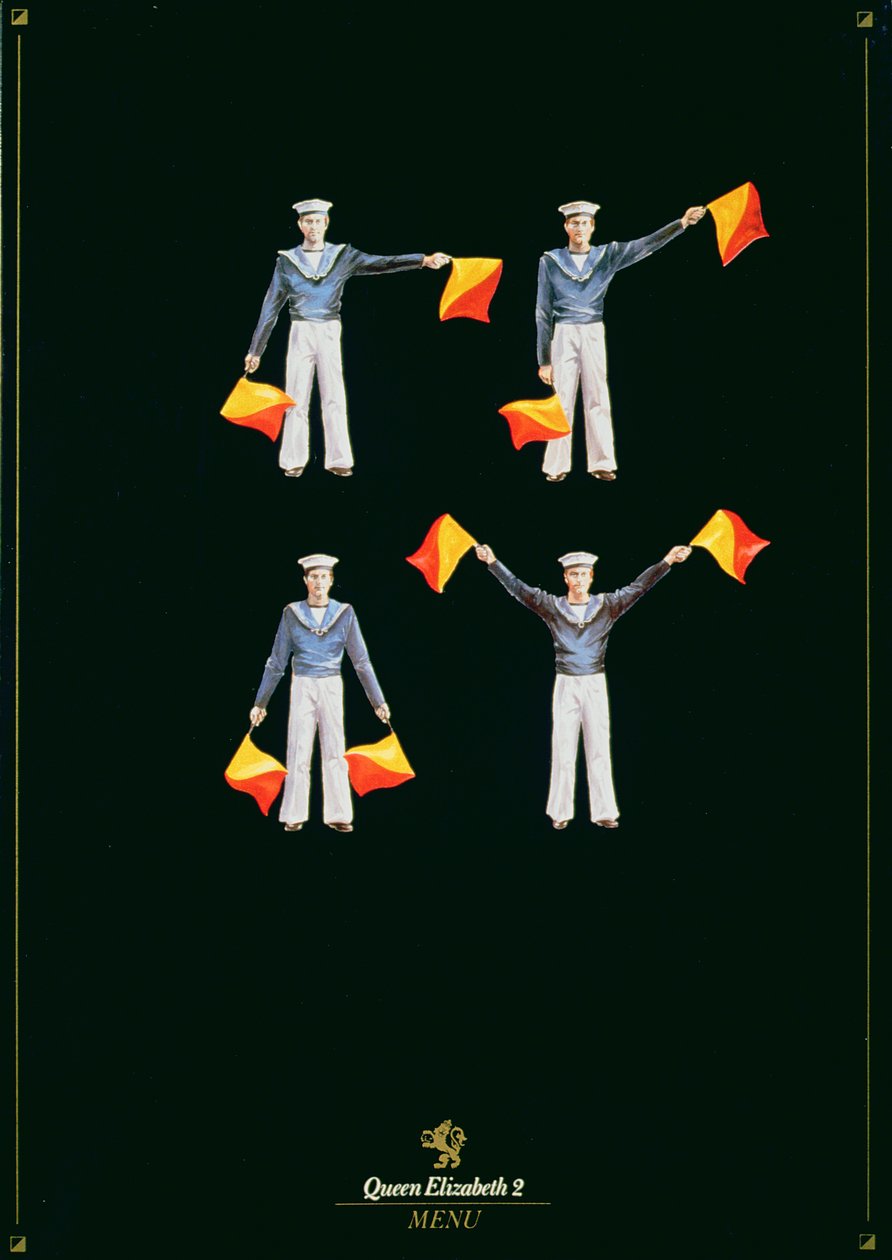 Copertina del menu a bordo della QE2 da American School
