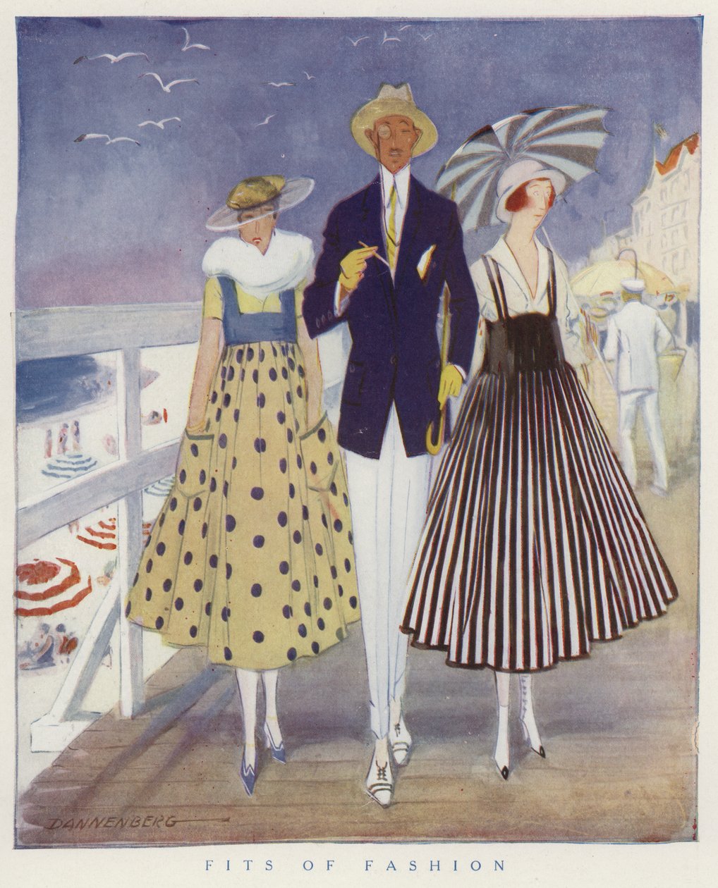 Derisione delle mode di uomini e donne (litografia a colori) da American School