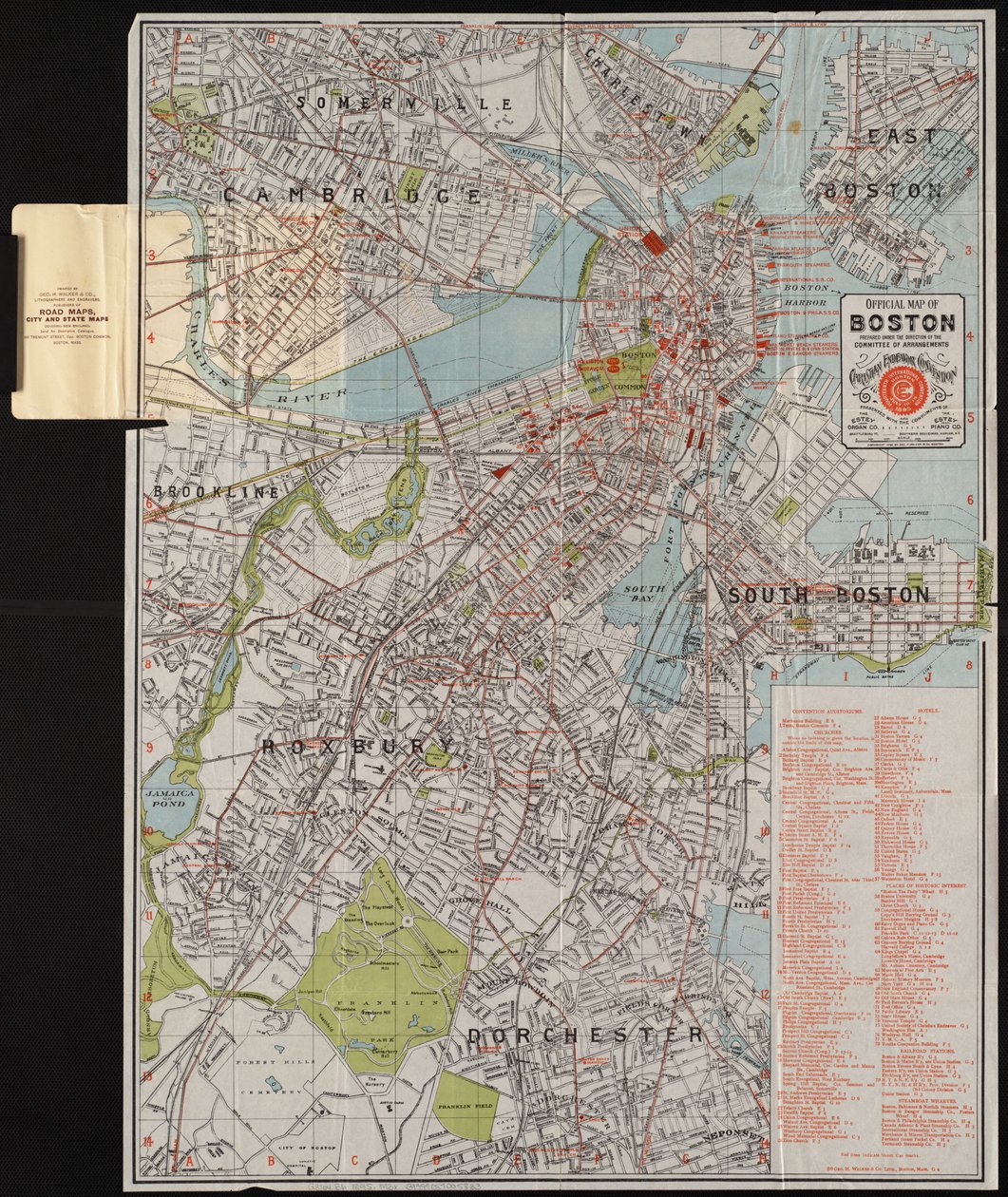 Mappa ufficiale di Boston, c.1895 da American School