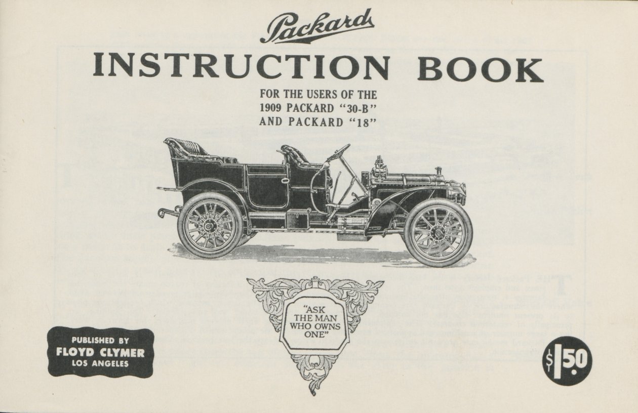 Manuale di istruzioni Packard per gli utenti della Packard 30-B e Packard 18, 1909 da American School