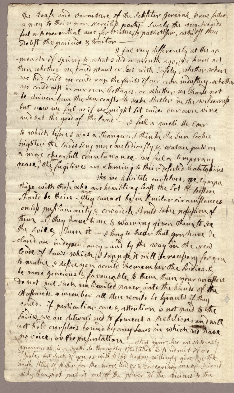 Pagina 2, Lettera di Abigail Adams a John Adams, 31 Marzo - 5 Aprile 1776 da American School