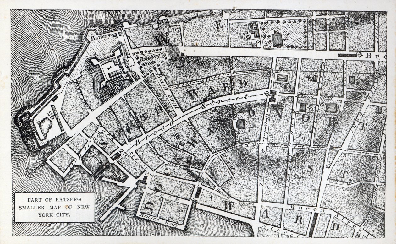 Parte della mappa più piccola di New York City di Bernard Ratzer da American School
