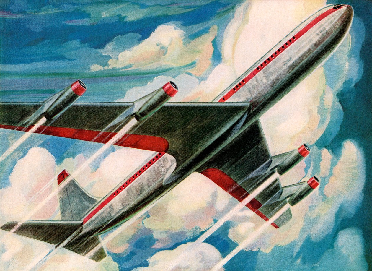 Jet Passeggeri che Decolla nel Cielo da American School