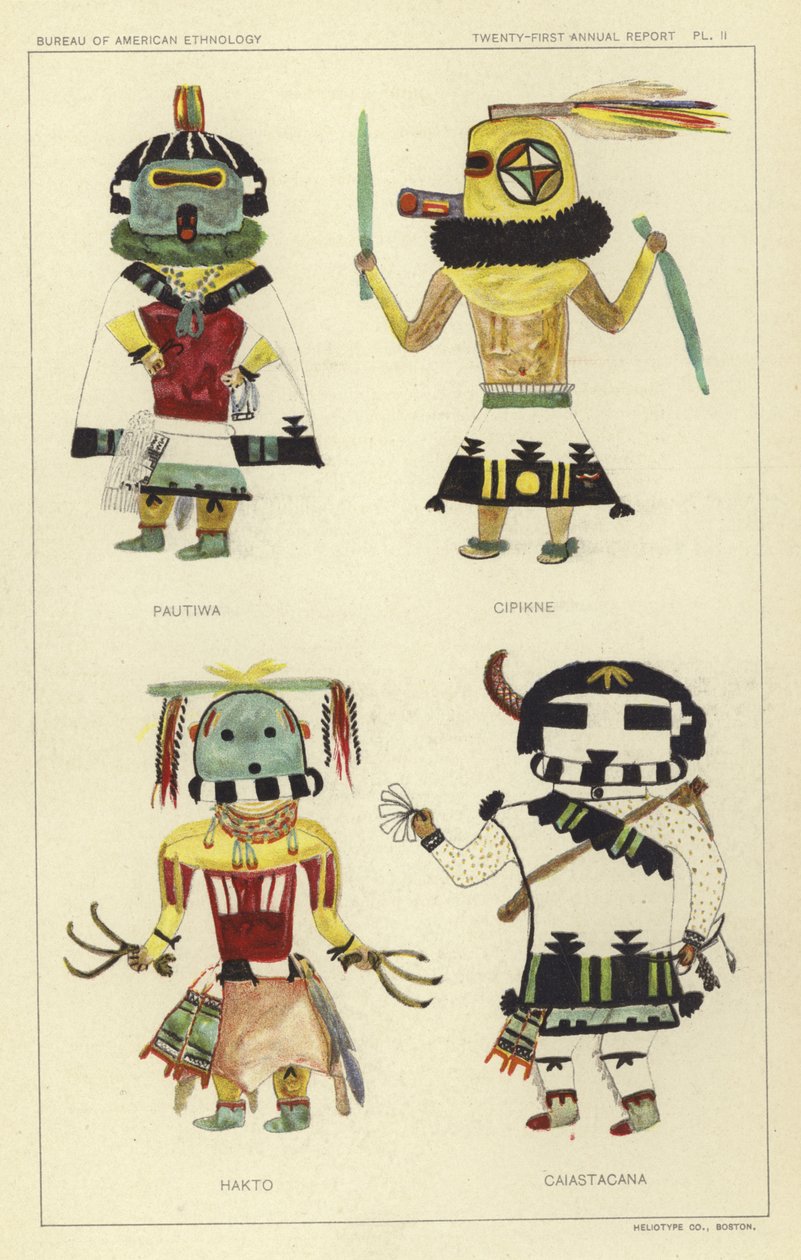 Pautiwa, Cipikne, Hakto, Caiastacana (litografia a colori) da American School