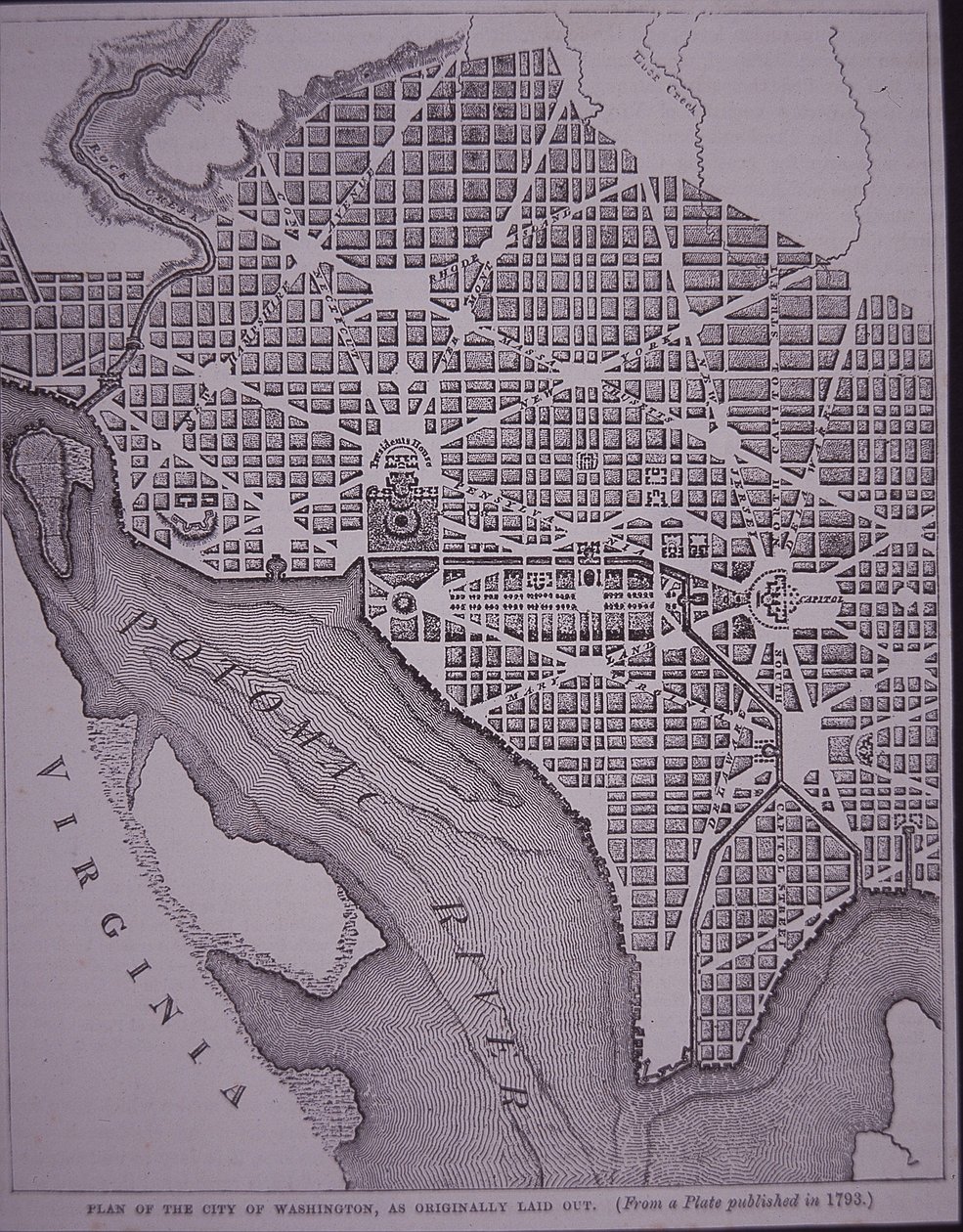 Piano della città di Washington DC come progettato da Pierre Charles L