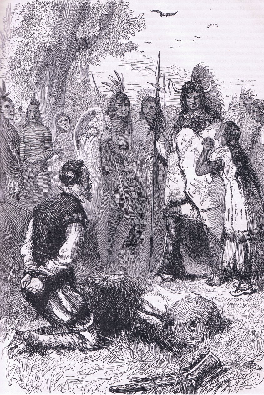 Pocahontas salva la vita del Capitano Smith, illustrazione da Cassell