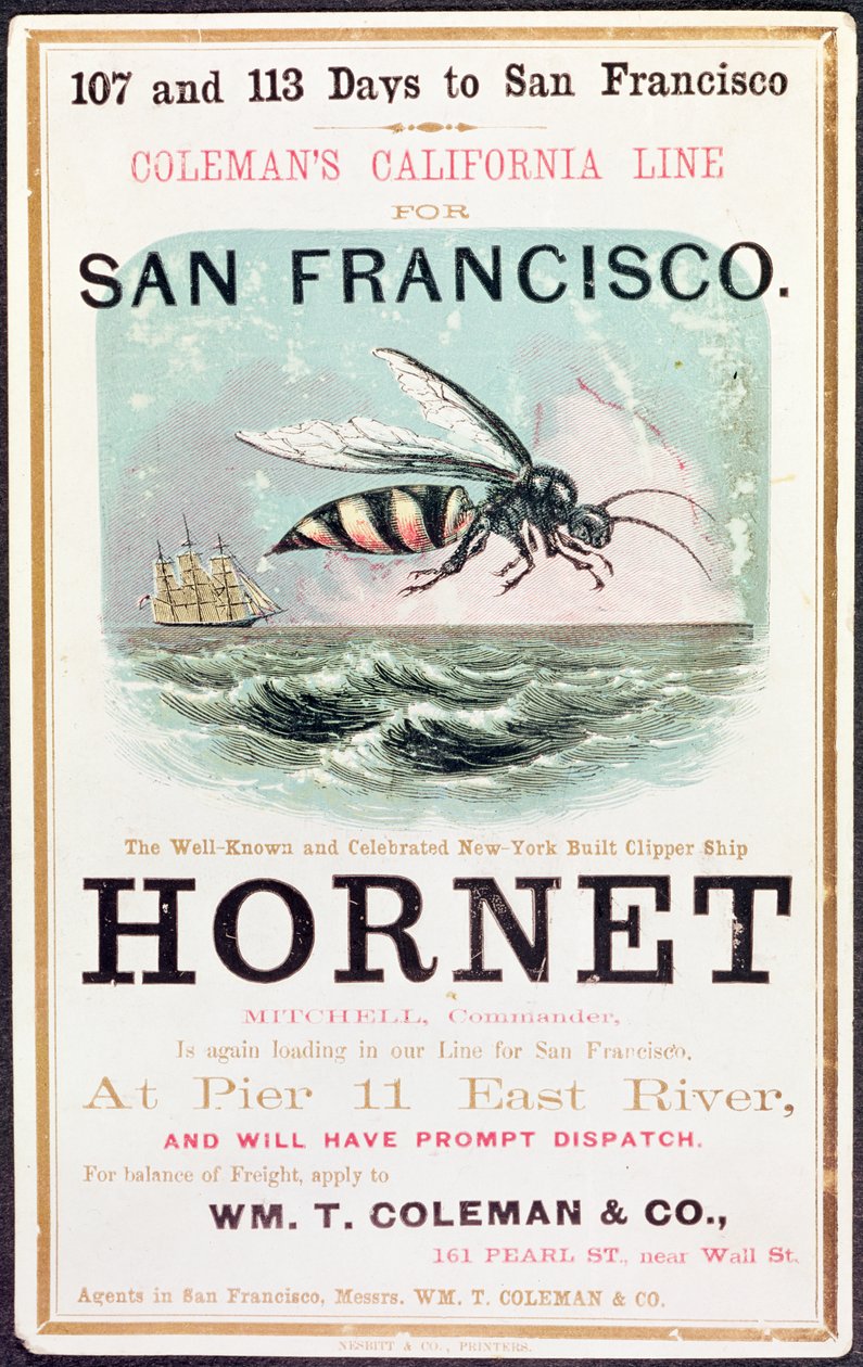 Poster pubblicitario per la nave clipper 