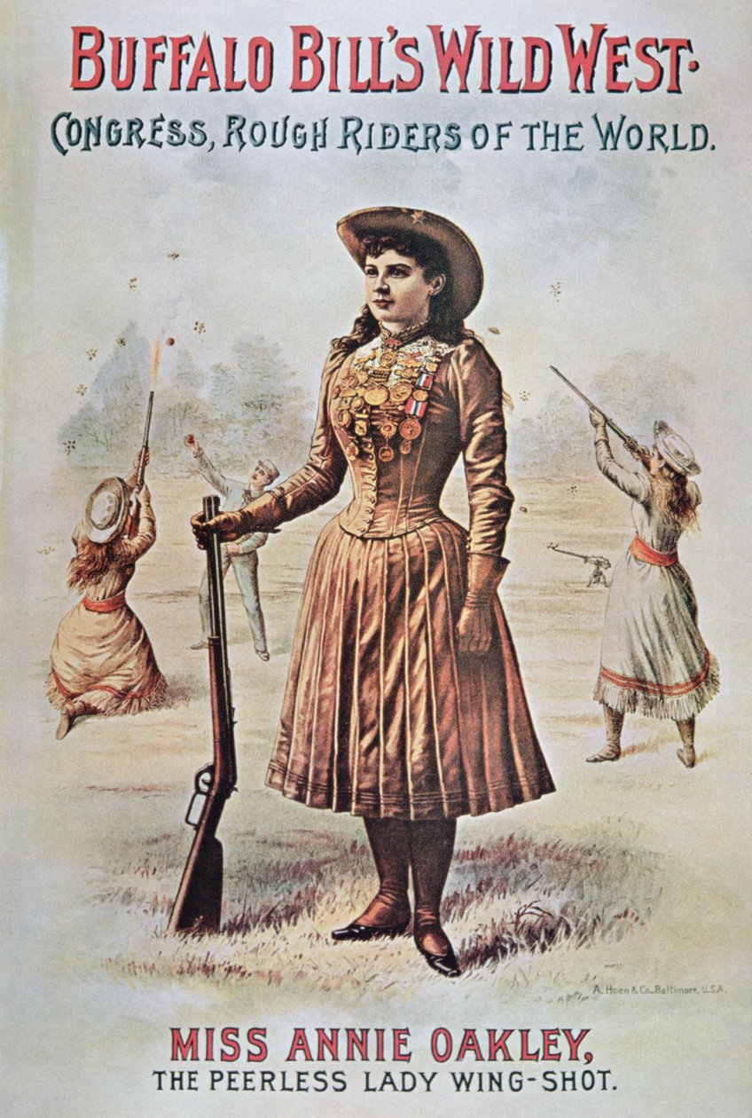 Poster per il Wild West Show di Buffalo Bill (1846-1917), con Annie Oakley (1860-1926) c.1899 da American School