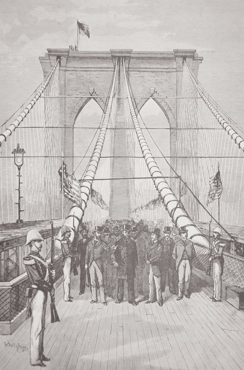 Il presidente Chester A. Arthur alla cerimonia di apertura del nuovo ponte di Brooklyn, 24 maggio 1883 da American School