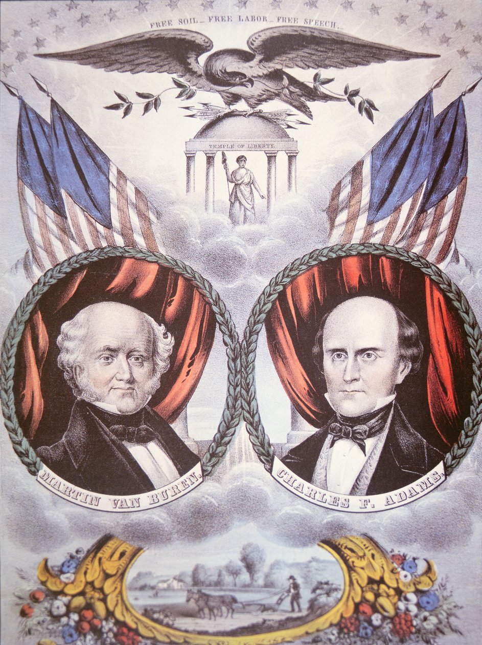 Manifesto della campagna presidenziale raffigurante Martin van Buren (1782-1862) e Charles F. Adams (1807-86) per il 