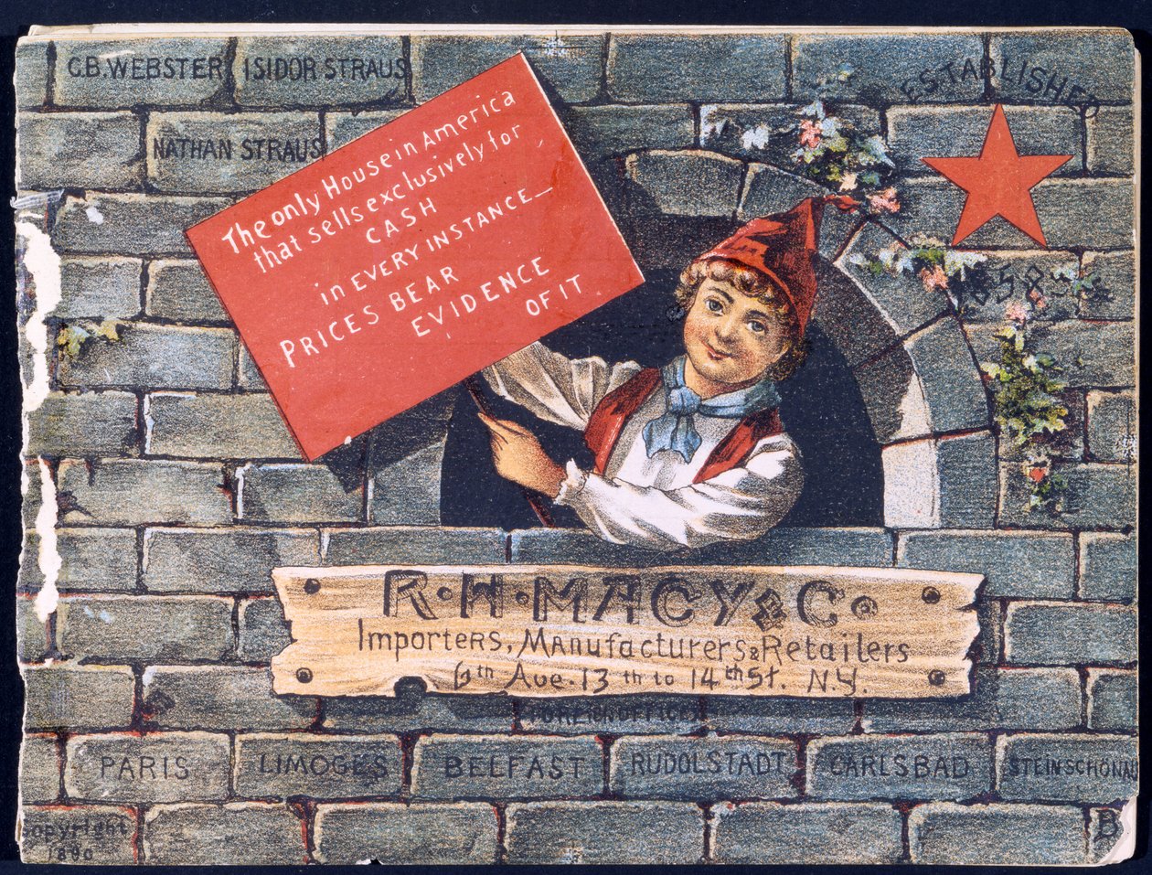 R.H. Macy & Co. Importatori, Produttori e Rivenditori [copertina del catalogo], 1890 da American School