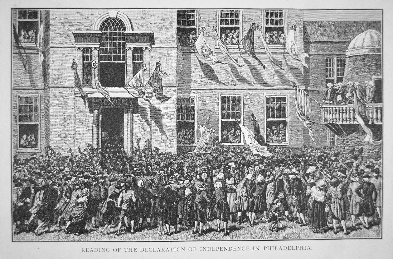 Lettura della Dichiarazione di Indipendenza ai cittadini di Filadelfia, 8 luglio 1776 da American School