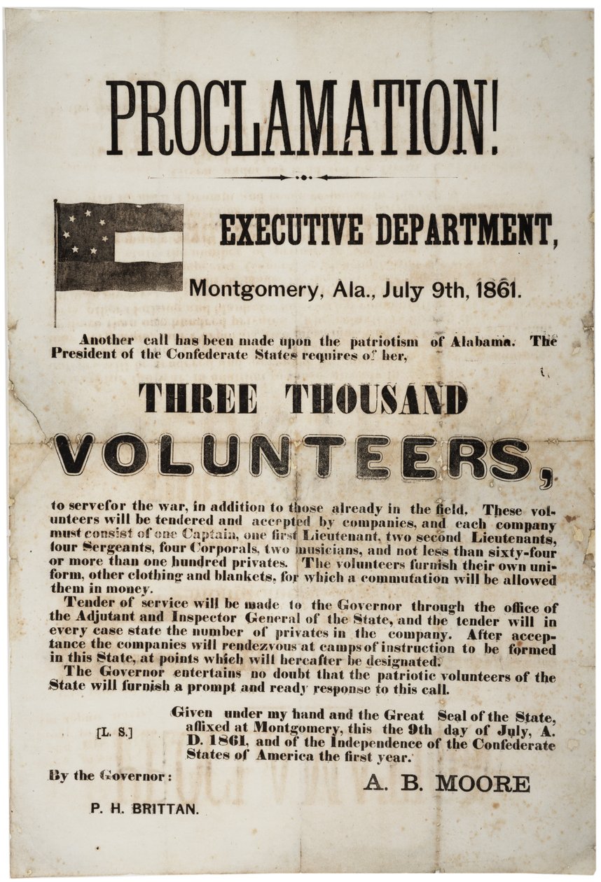 Manifesto di reclutamento che richiede tremila volontari, 9 luglio 1861 da American School