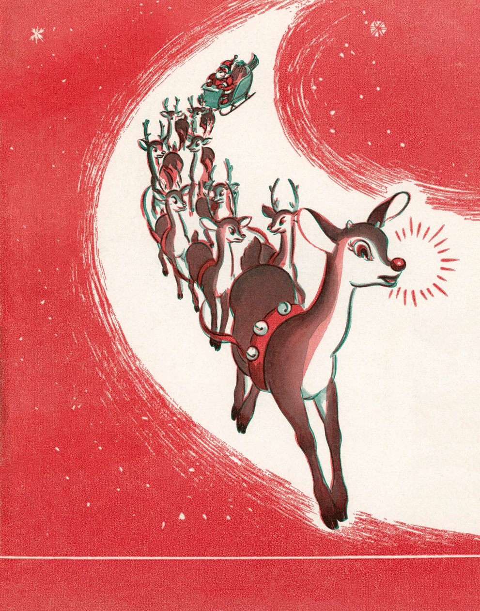 Rudolph la renna dal naso rosso guida la slitta di Babbo Natale da American School