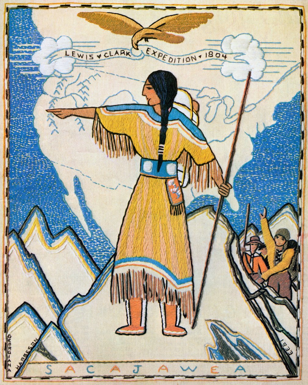 Sacajawea nella spedizione di Lewis e Clark da American School