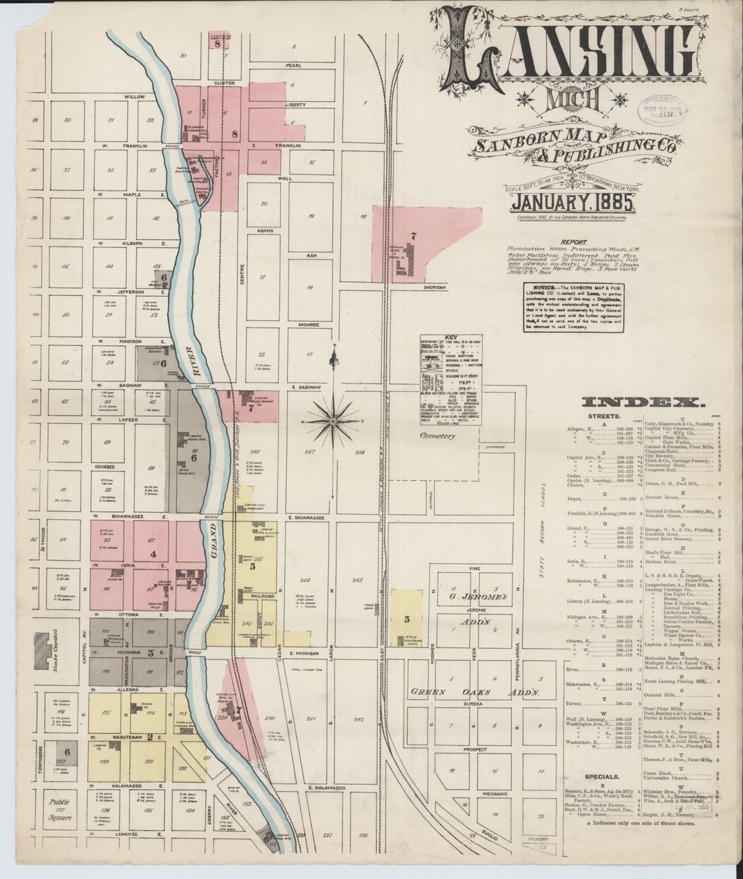Mappa assicurativa antincendio di Sanborn da Lansing, Contea di Ingham, Michigan da American School