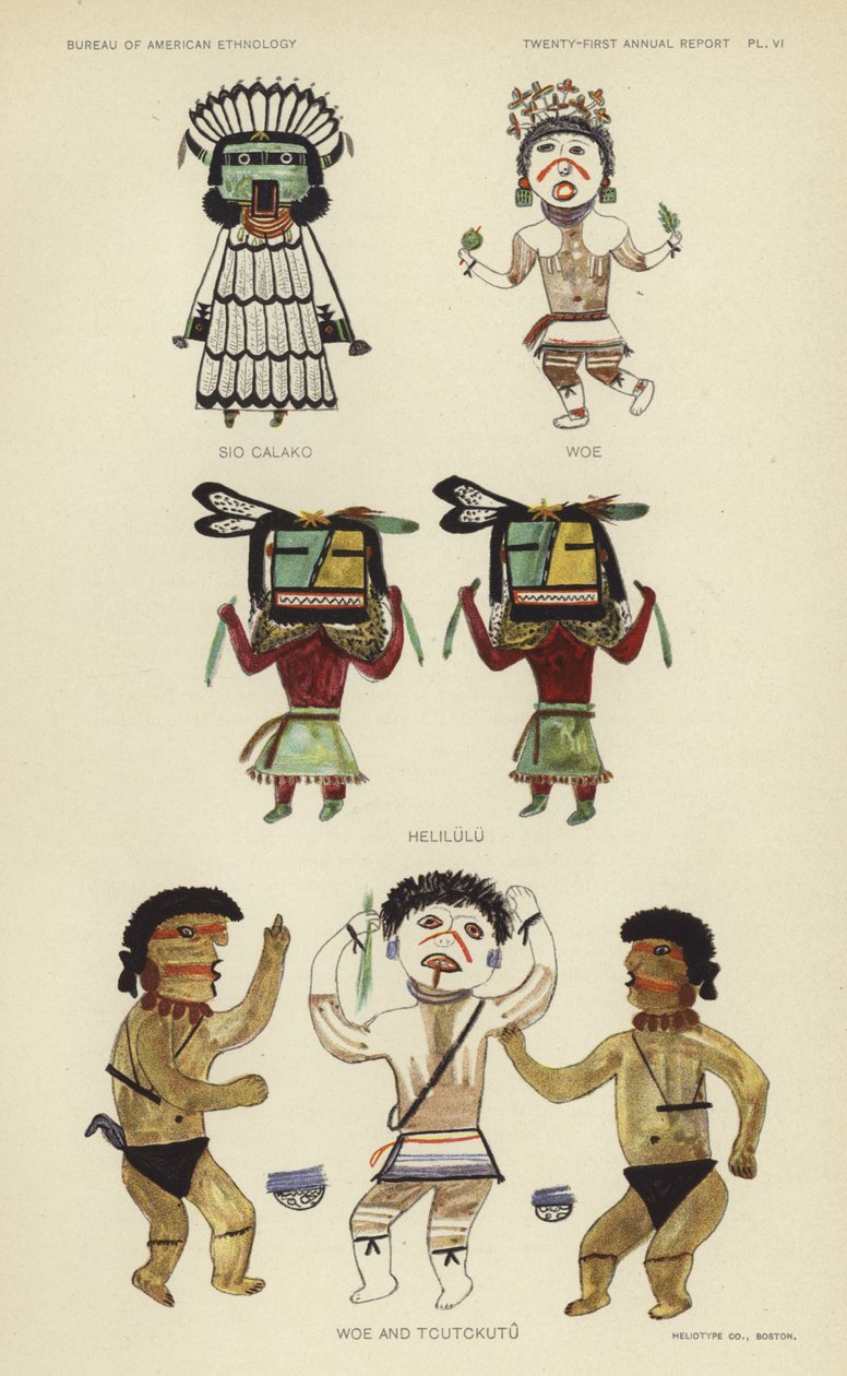 Sio Calako, Woe, Helilulu, Woe e Tcutckutu (litografia a colori) da American School