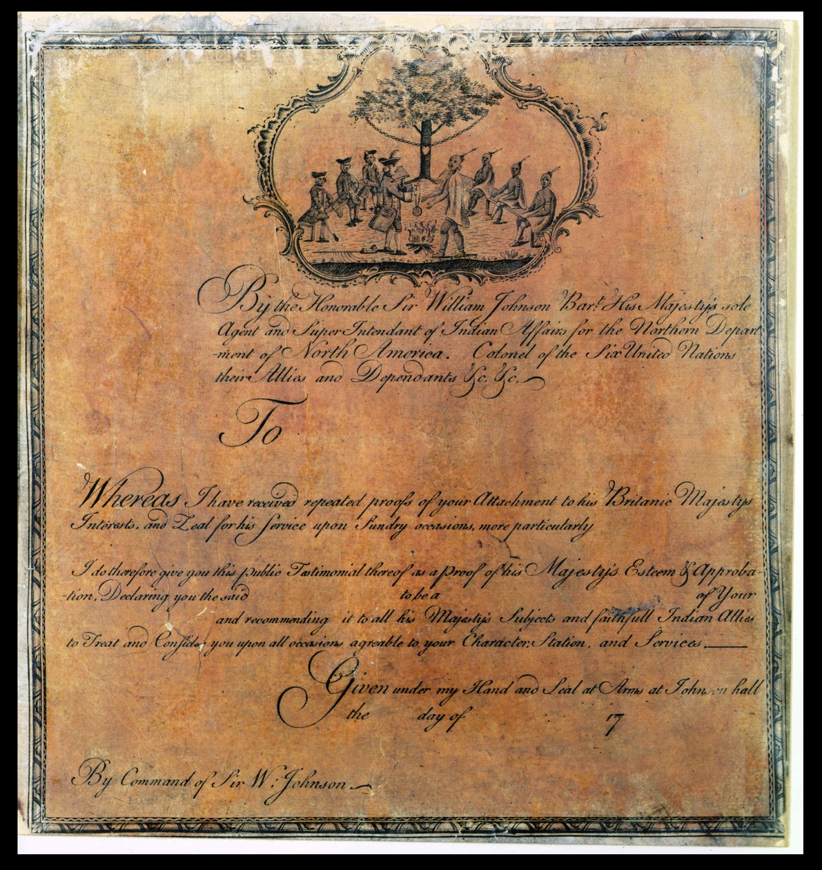 Testimonianza indiana di Sir William Johnson (1715-74), c.1770 da American School