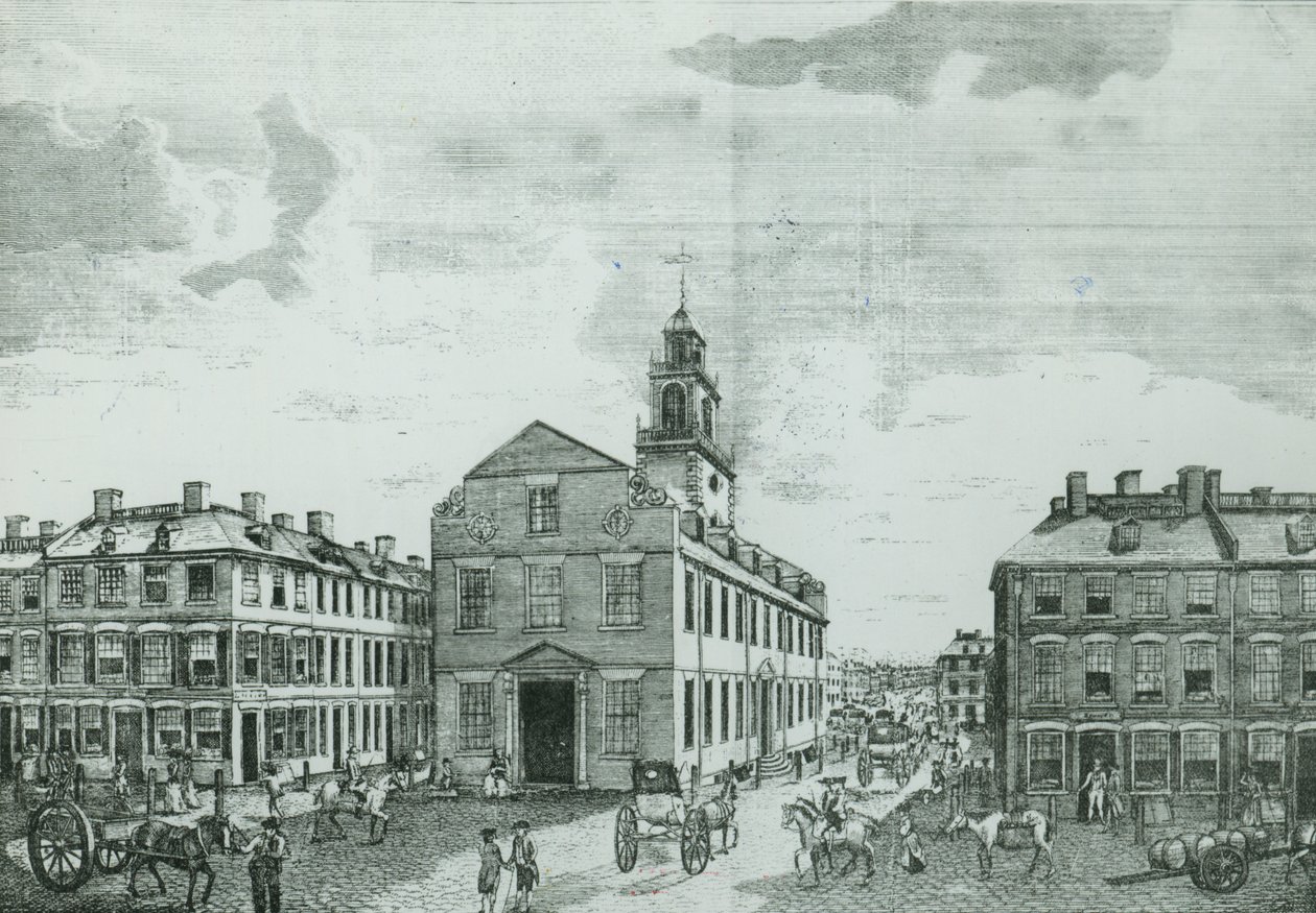 Vista sud-ovest della Old State House, Boston, 1881 da American School