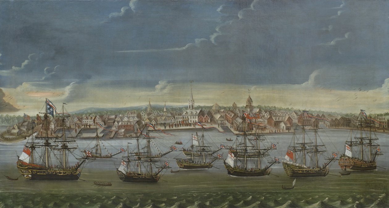 Prospetto sud-est della città di New York, c.1756-7 da American School