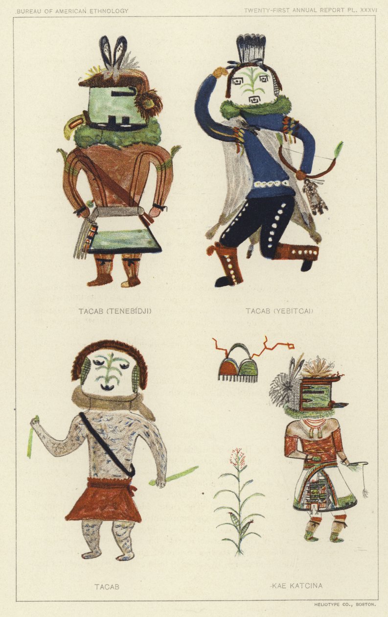 Tacab (Tenebidji), Tacas (Yebitcai), Tacab, Kae Katcina (litografia a colori) da American School