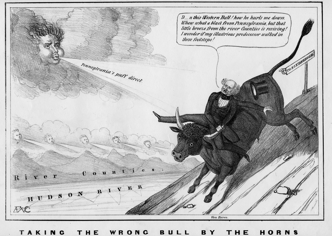 Prendere il toro sbagliato per le corna, pubblicato da John Childs, New York, c.1840 da American School