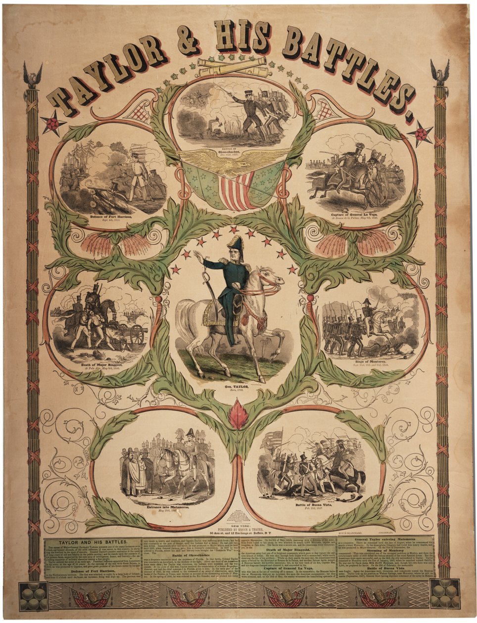 Taylor e le sue battaglie, stampato da Rufus Blanchard di Cincinnati e pubblicato da Ensign & Thayer, New York, 1847 da American School