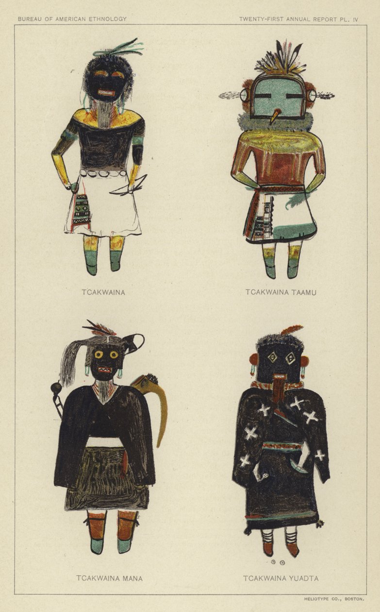 Tcakwaina, Tcakwaina Taamu, Tcakwaina Mana, Tcakwaina Yuadta (litografia a colori) da American School