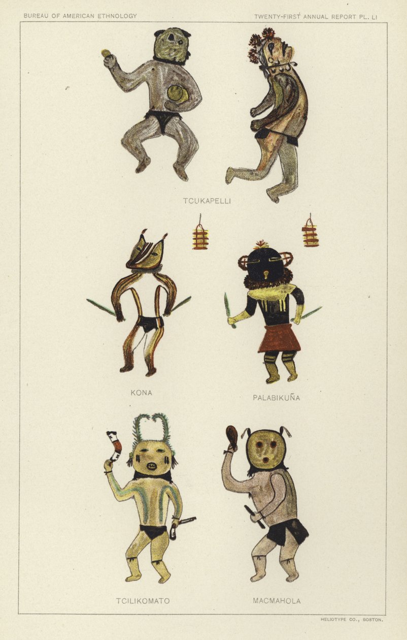 Tcukapelli, Kona, Palabikuna, Tcilikomato, Macmahola (litografia a colori) da American School