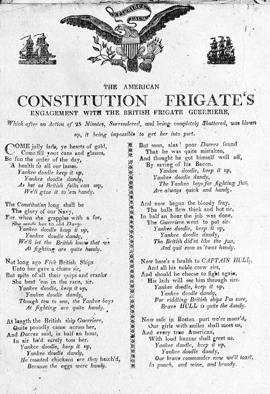 Il combattimento della fregata americana Constitution con la fregata britannica Guerriere da American School