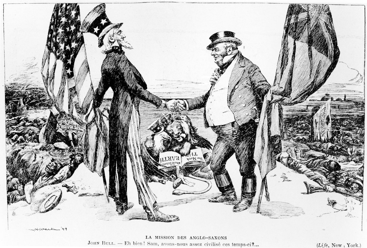 La missione anglosassone, illustrazione da Le Rire, 1899 da American School