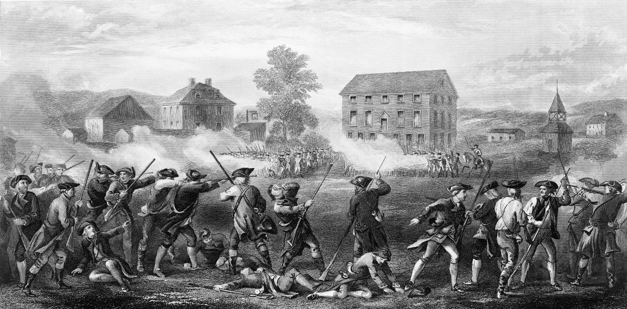 La battaglia di Lexington del 19 aprile 1775 da American School