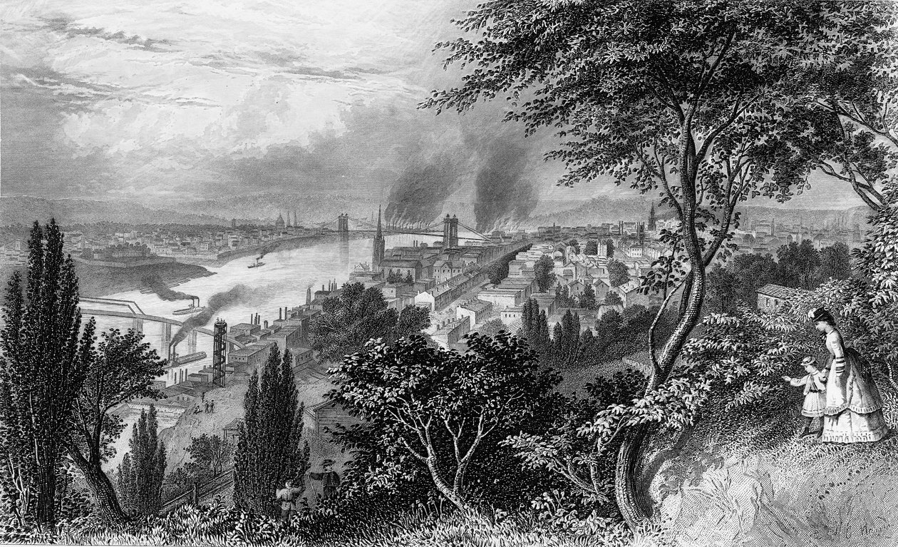 La città di Cincinnati, Ohio, da Picturesque America Volume II, stampato a New York nel 1872 da American School
