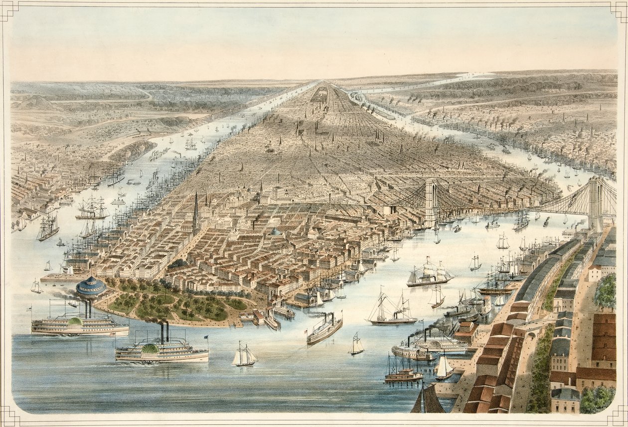 La città di New York, pub. 1876 da American School
