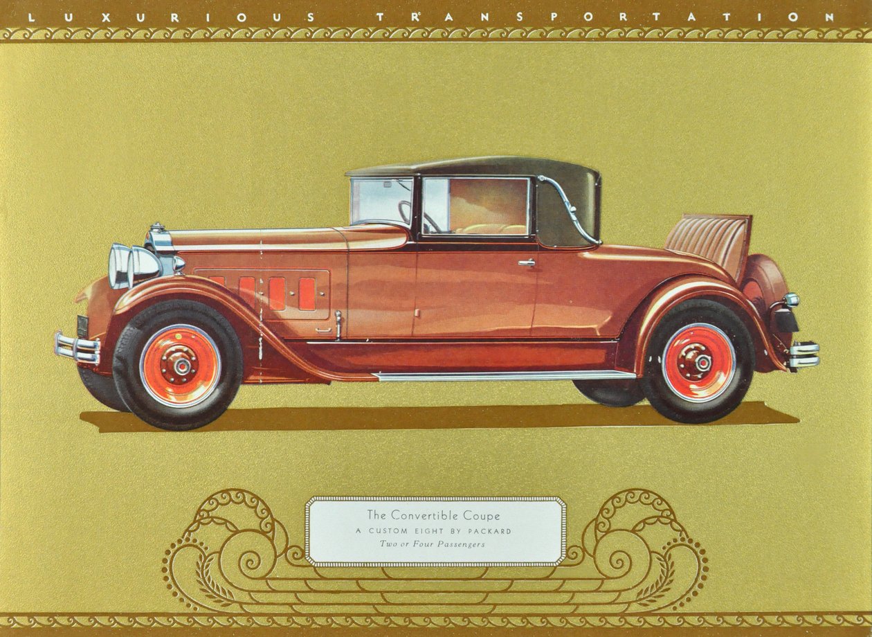 Il coupé convertibile, un otto personalizzato di Packard, pubblicato nel 1930 (litografia a colori) da American School