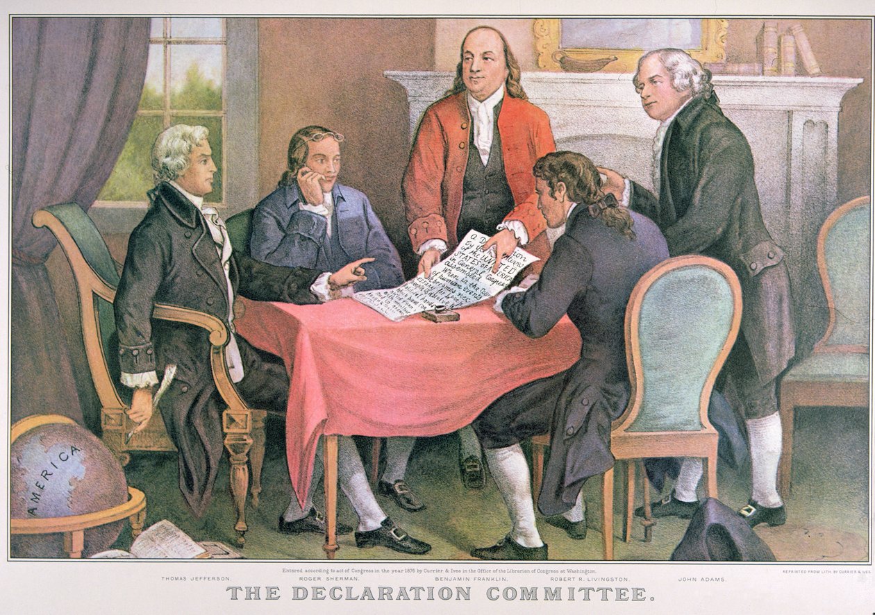 Il Comitato della Dichiarazione, pubblicato da Currier & Ives, New York da American School