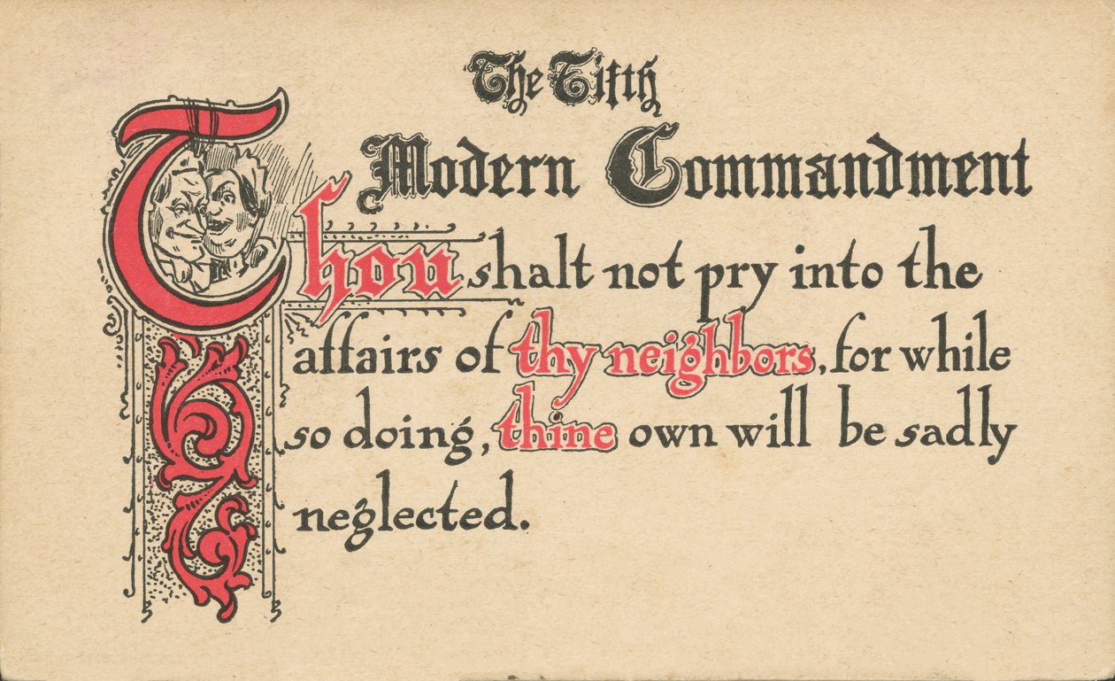 Il quinto comandamento moderno (litografia a colori) da American School