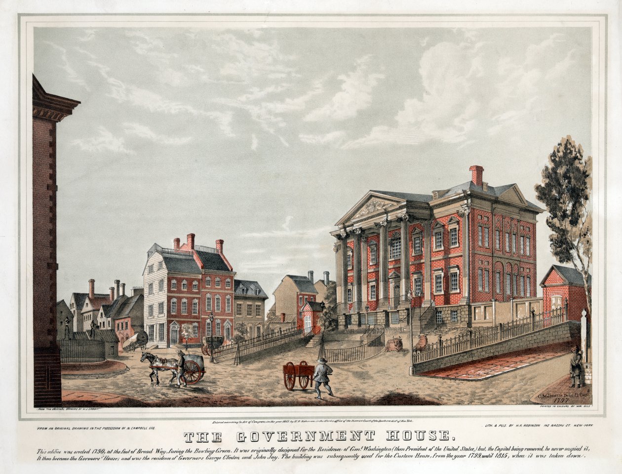 Il Palazzo del Governo, pub. 1847 (litografia a colori) da American School