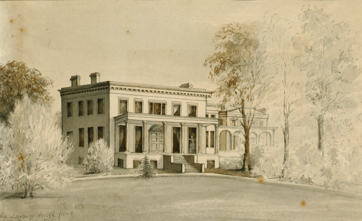 La villa, Centre Hill, Petersburg, Virginia (acquerello su carta) da American School