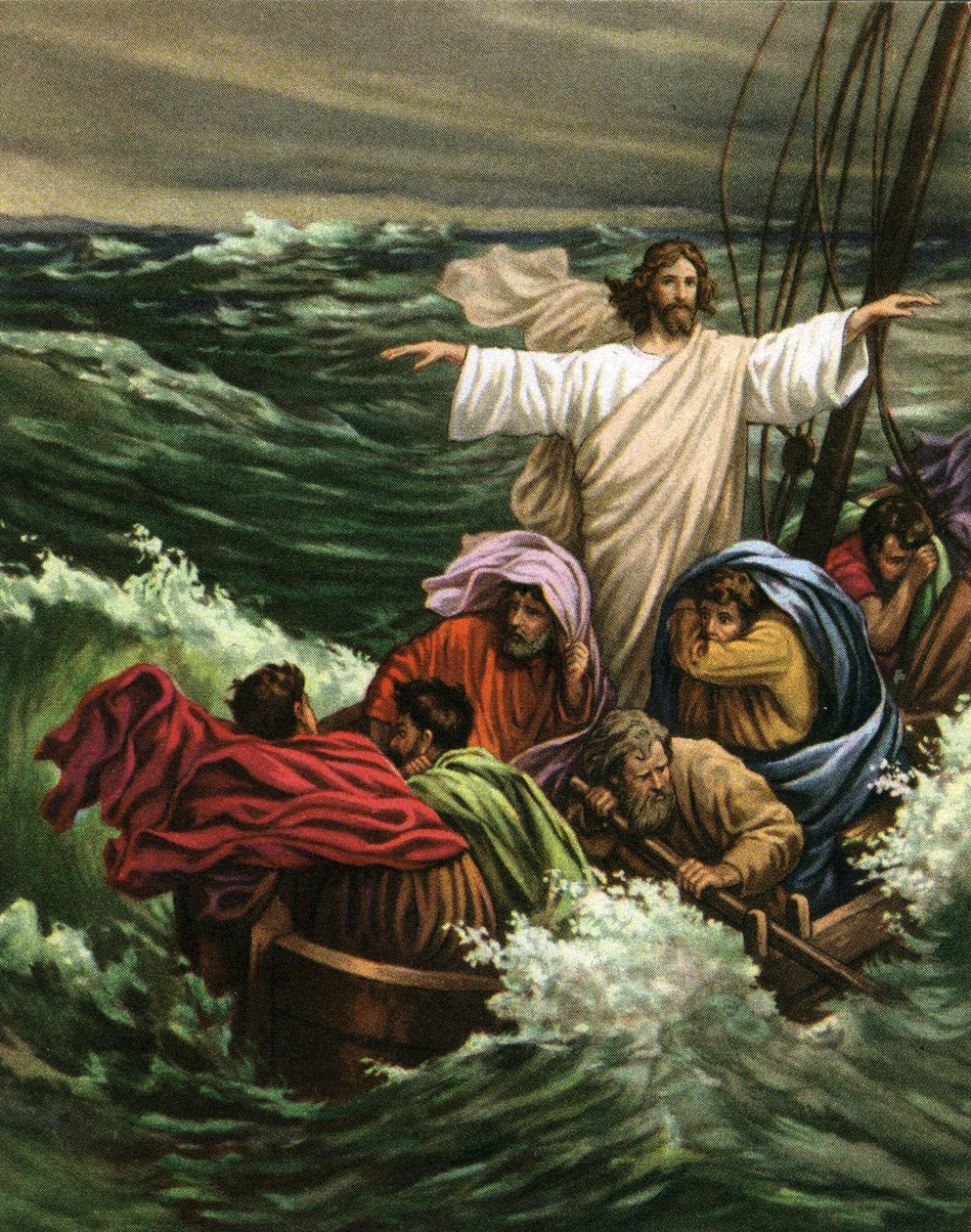 Il miracolo di Cristo che calma la tempesta sul Mare di Galilea da American School