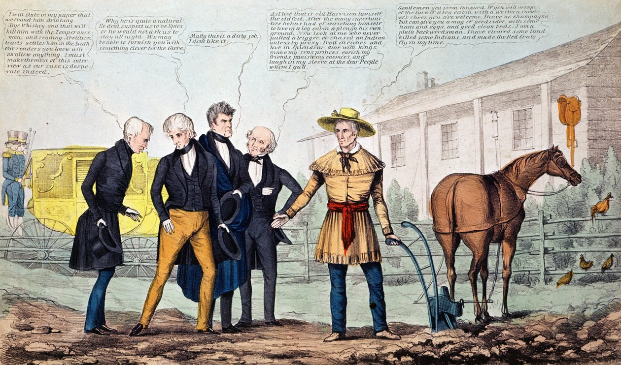 Il contadino di North Bend e i suoi visitatori, caricatura pubblicata da H.R. Robinson, c.1840-42 da American School