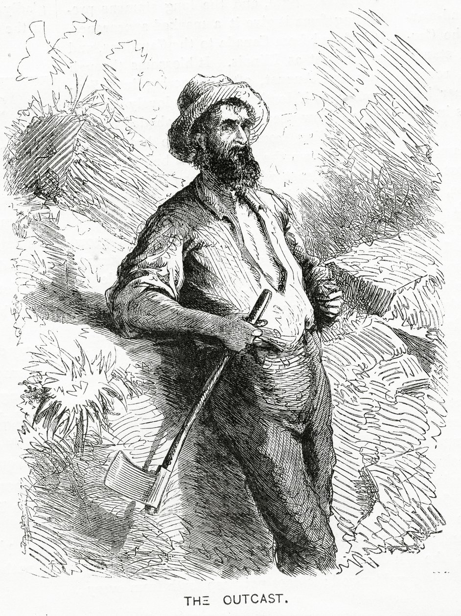 Il Reietto, illustrazione per una storia, Una Comunità di Reietti, da Appletons Journal, 23 marzo 1872 da American School