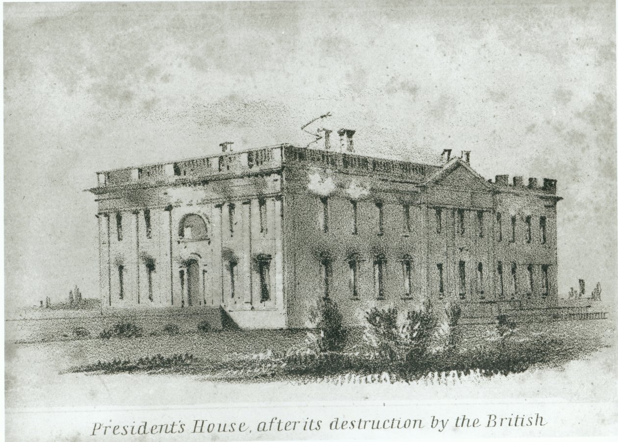 La casa del presidente dopo la sua distruzione da parte dei britannici, da 