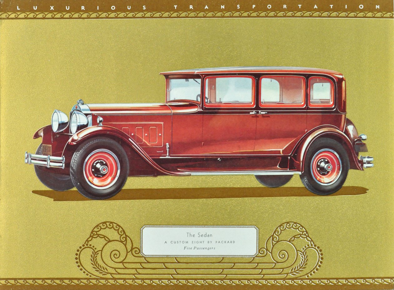 La berlina, un otto personalizzato di Packard, ed. 1930 (litografia a colori) da American School