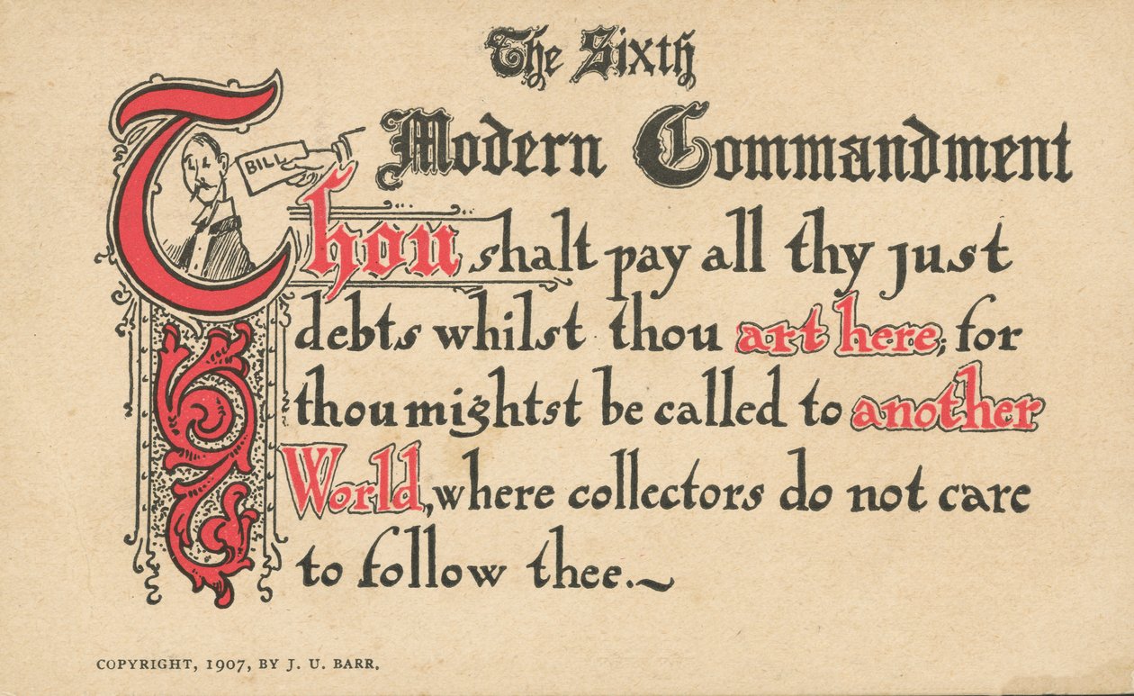 Il sesto comandamento moderno (litografia a colori) da American School