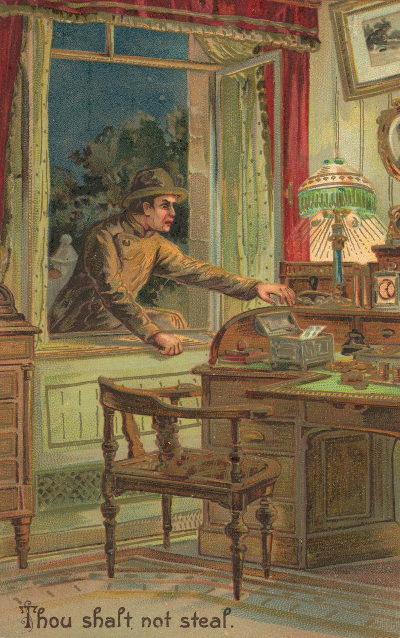 I dieci comandamenti: Non rubare (litografia a colori) da American School