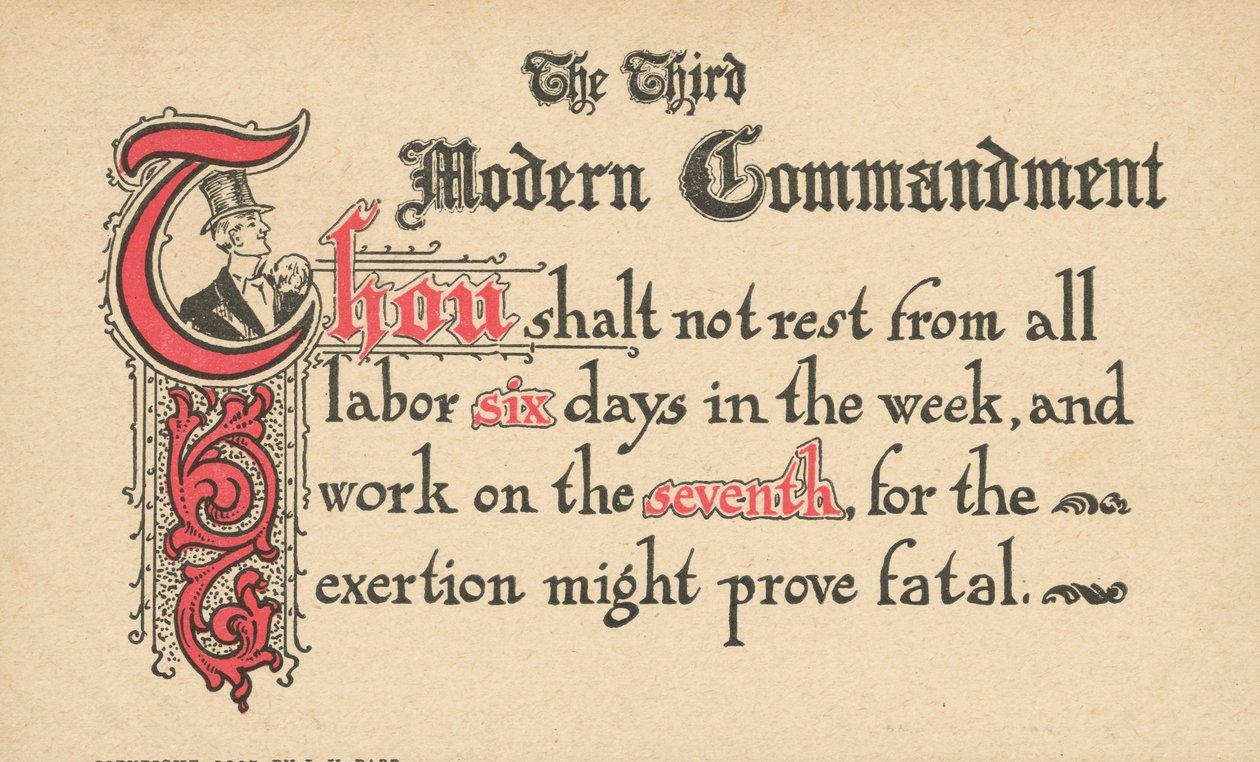 Il terzo comandamento moderno (litografia a colori) da American School