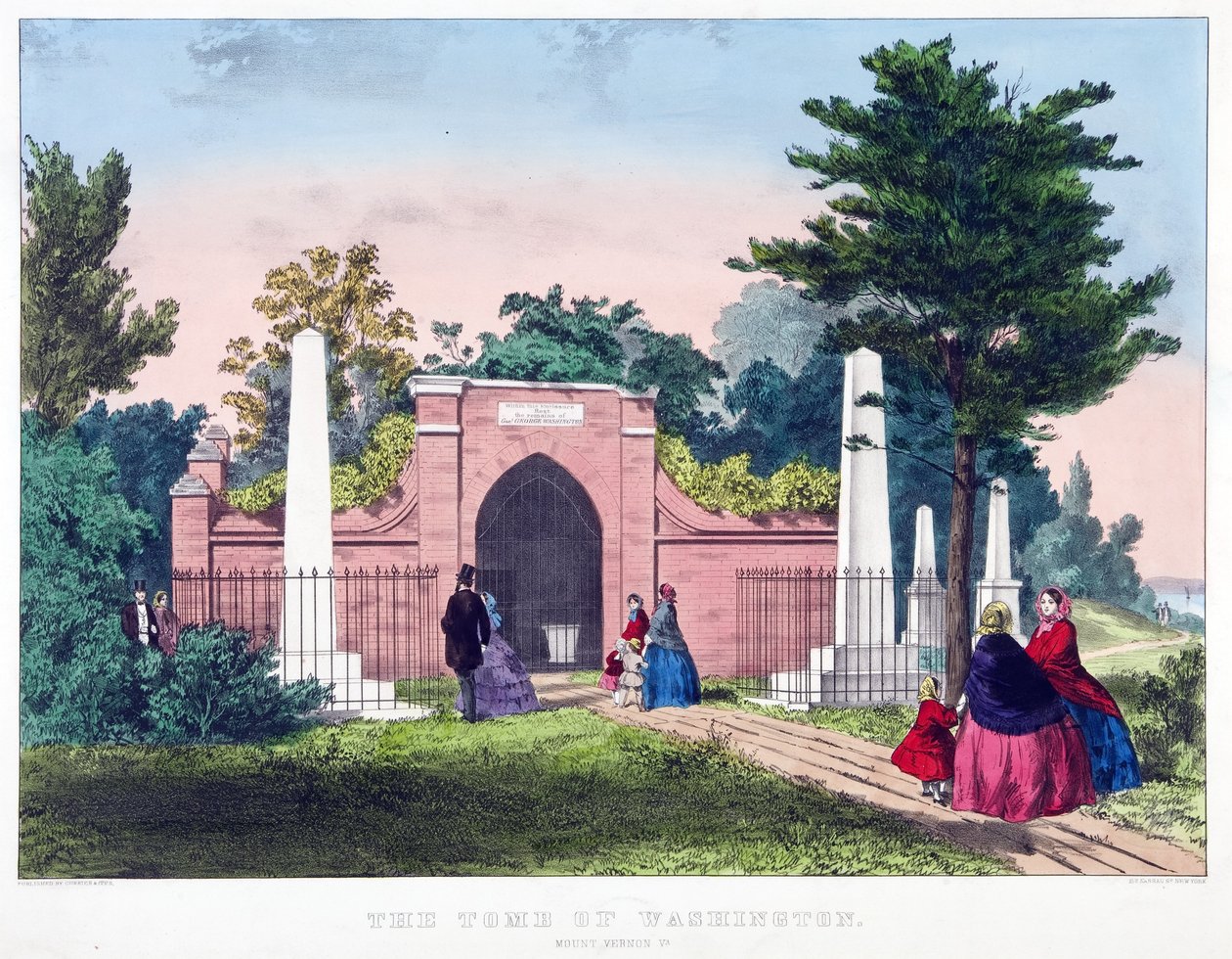 La tomba di Washington, Mount Vernon, Va., pub. c1857 litografia a colori da American School
