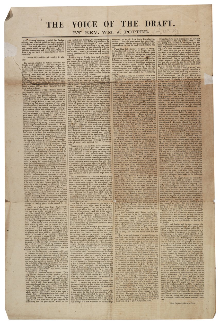 La voce della leva, 21 luglio 1863 da American School