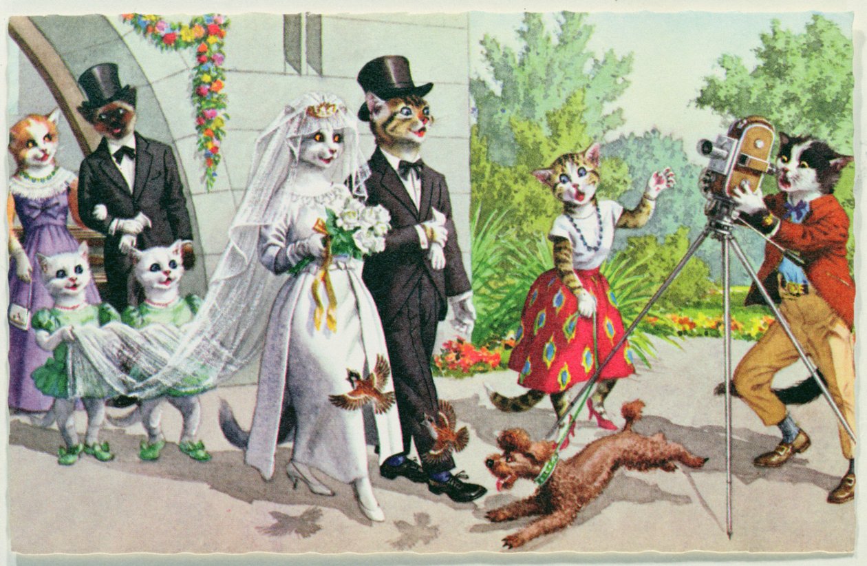 Il matrimonio, cartolina americana dei primi del XX secolo da American School